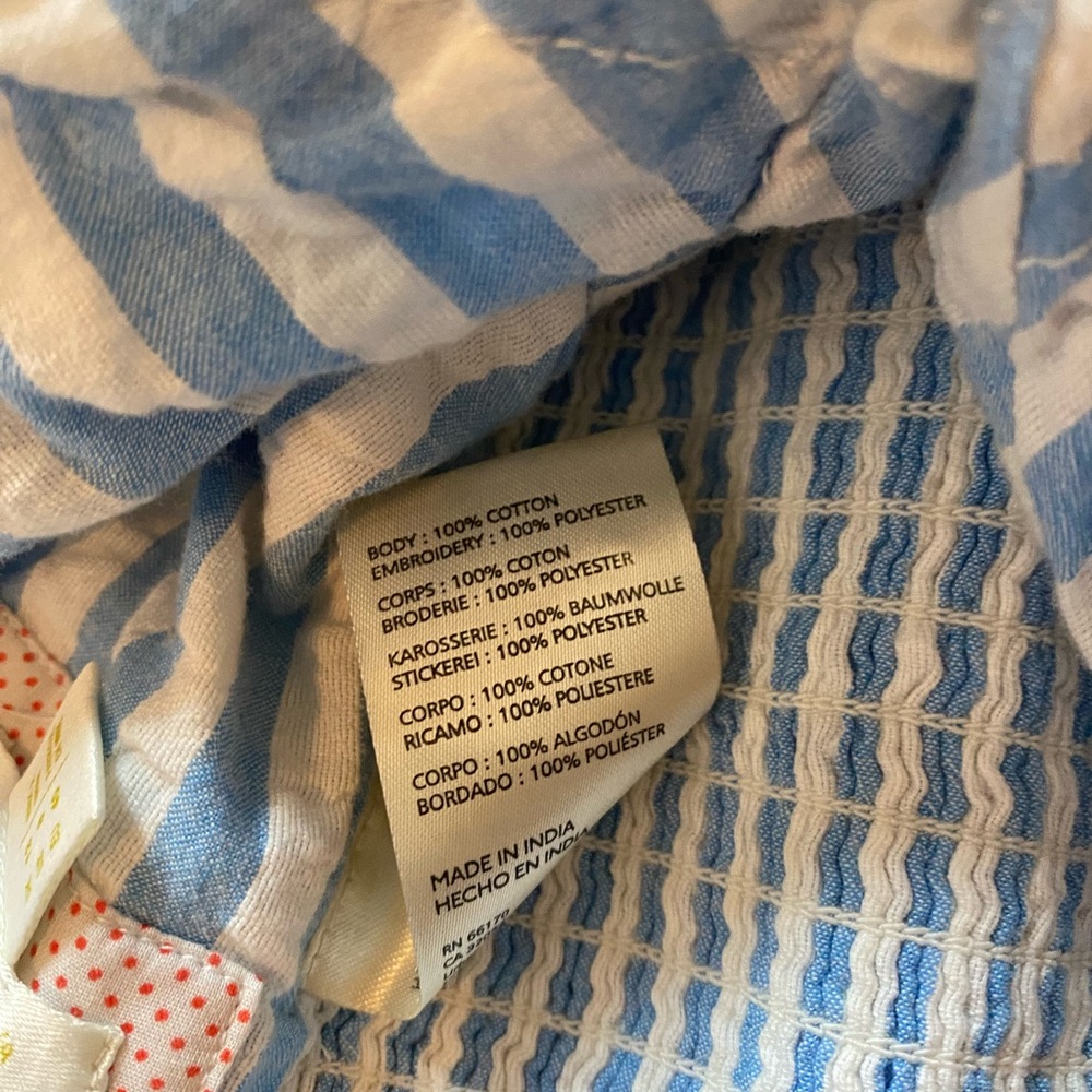 Anthropologie Blue & White Striped Strawberry Embroidered Cropped Tank - Picture 9 of 9